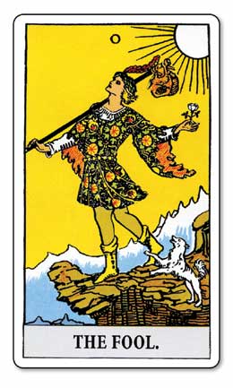 The Fool from the Rider-Waite Tarot Deck