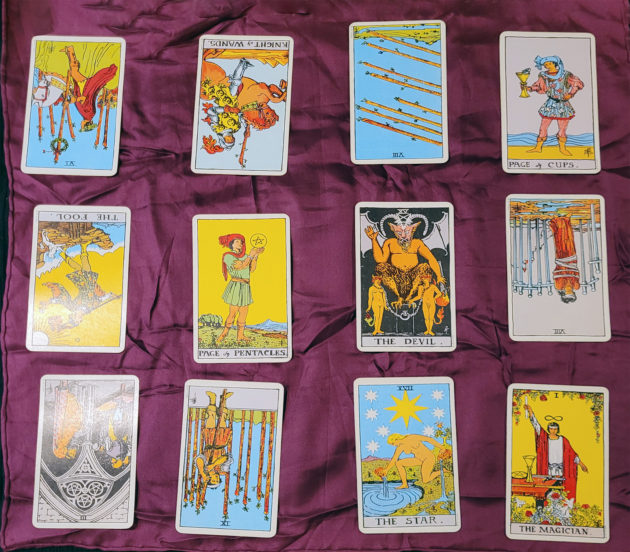 A spread of Tarot Cards